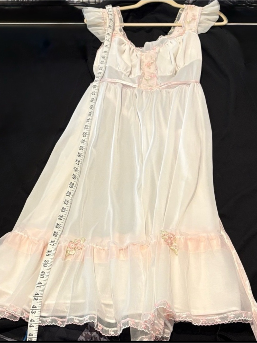 Charmode by Sears Roebuck Vintage Off White and Baby Pink Nightgown Slip Dress - Picture 12 of 15